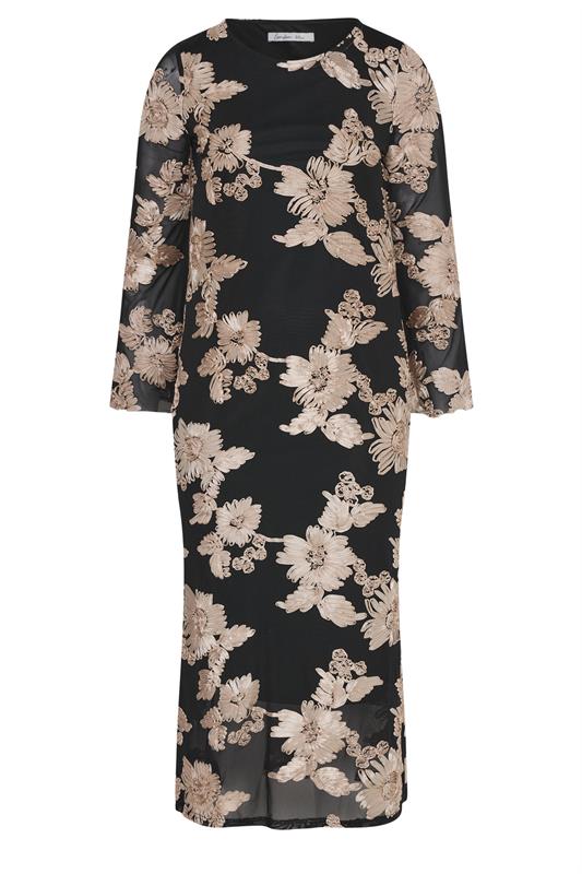 YOURS LONDON Plus Size Black Floral Applique Maxi Dress | Yours Clothing 5