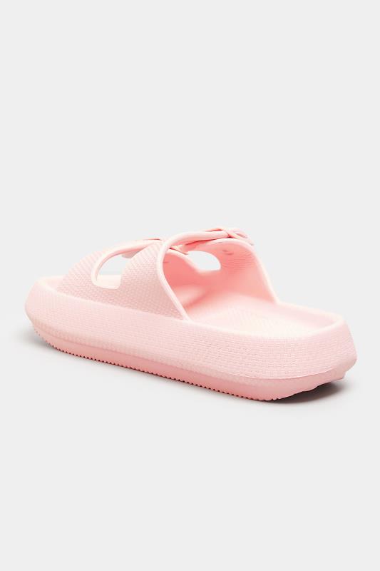 Pink Double Buckle Slider Sandals In Extra Wide EEE Fit | Yours Clothing  4