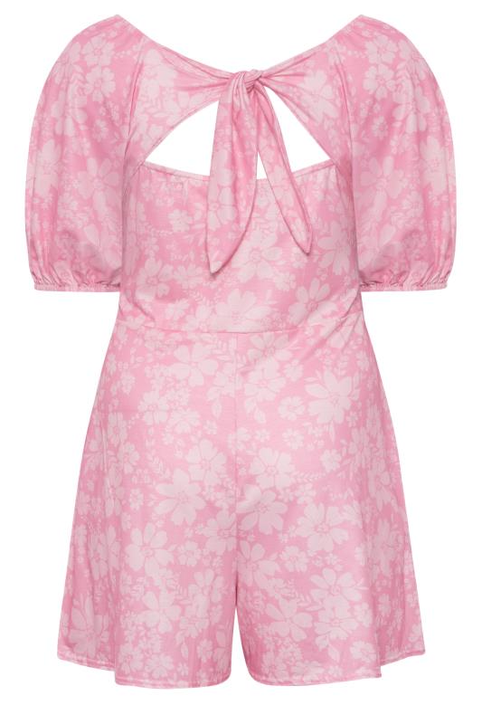 LIMITED COLLECTION Plus Size Pink Floral Bow Back Playsuit | Yours Clothing 7