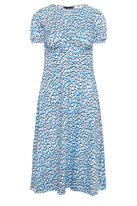 Petite  Petite Blue & White Animal Print Midi Dress