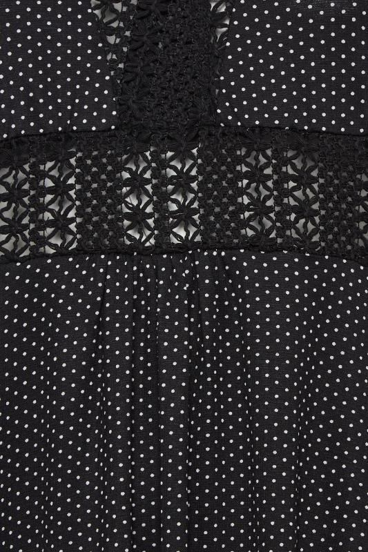 YOURS Plus Size Black Polka Dot Print Lace Detail Dress | Yours Clothing 5