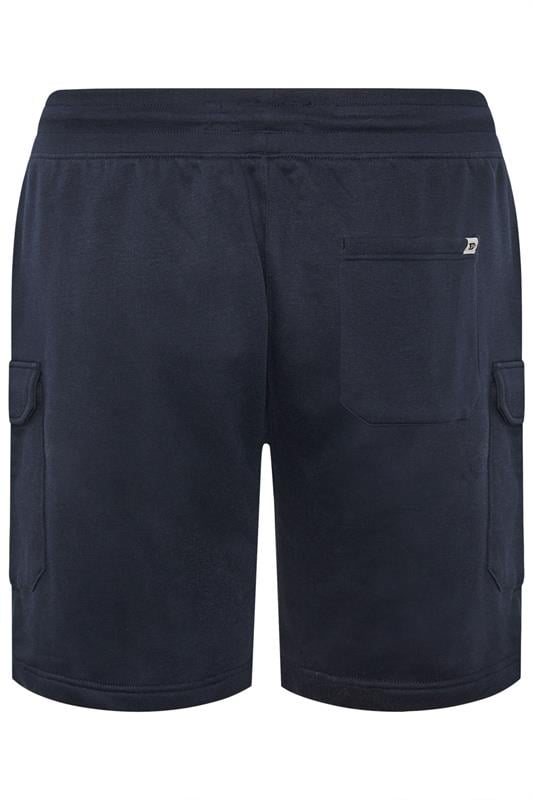 D555 Big & Tall Navy Blue Elastic Waist Cargo Shorts | BadRhino 4