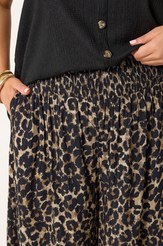 YOURS Plus Size Chocolate Brown Leopard Wide Leg Trousers | Yours Clothing 4