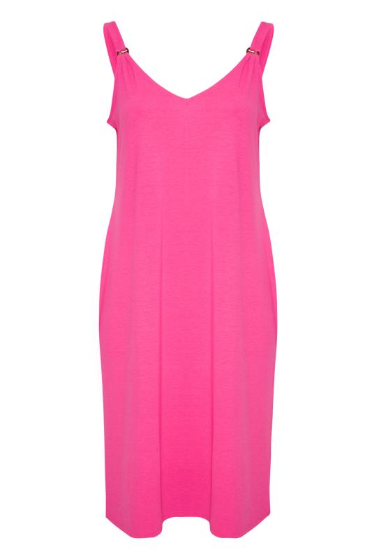 Curve Bright Pink Side Split Midi Beach Dress 6