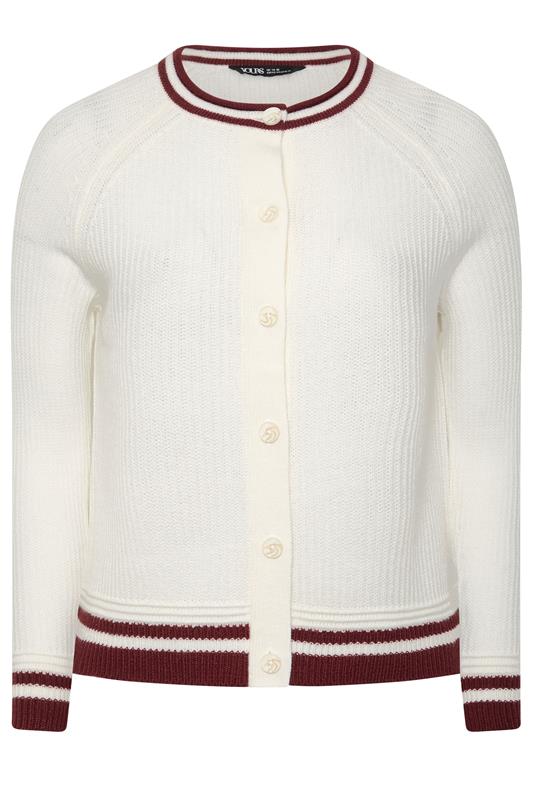 YOURS Plus Size Ivory White Contrast Trim Cardigan | Yours Clothing 5