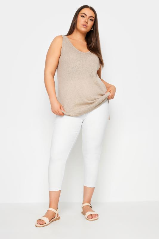 Plus Size White Cropped JENNY Jeggings | Yours Clothing  2