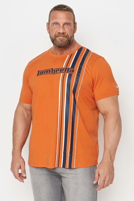  LAMBRETTA Big & Tall Orange Stripe T-Shirt