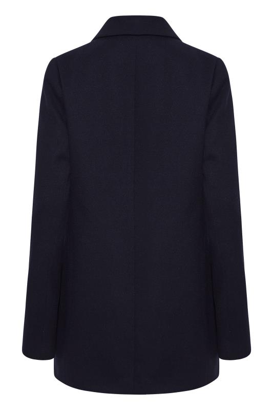 LTS Tall Navy Blue Double Breasted Brushed Jacket 7
