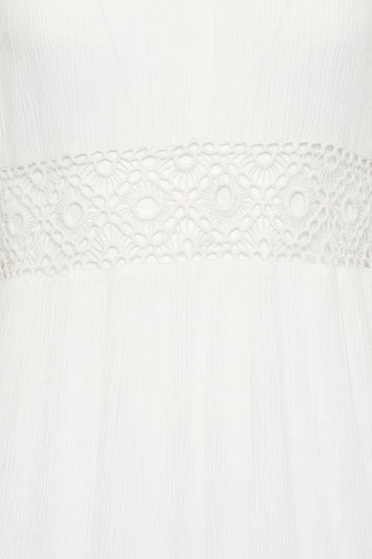 Petite White Crochet Trim Maxi Dress | PixieGirl 5