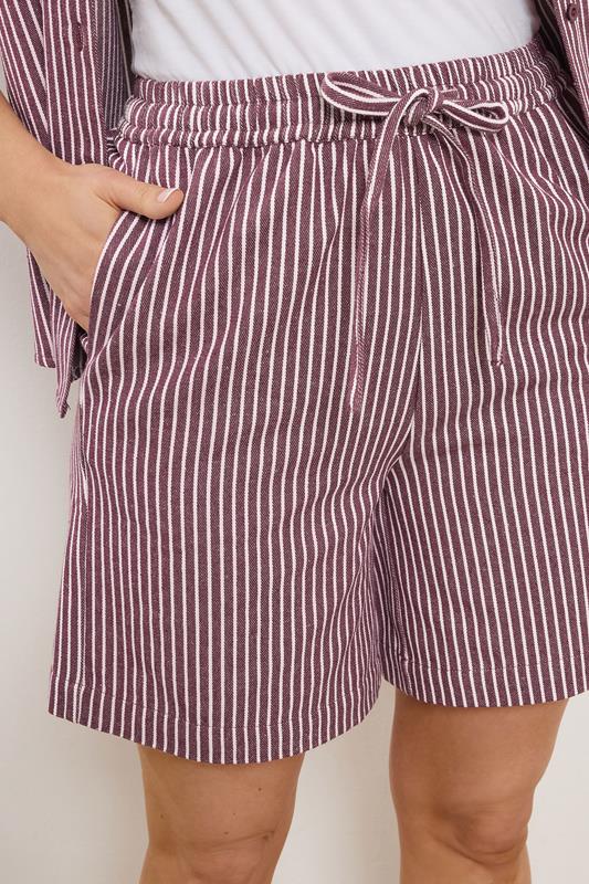 LTS Tall Women's Burgundy Red Stripe Cotton Shorts | Long Tall Sally 4