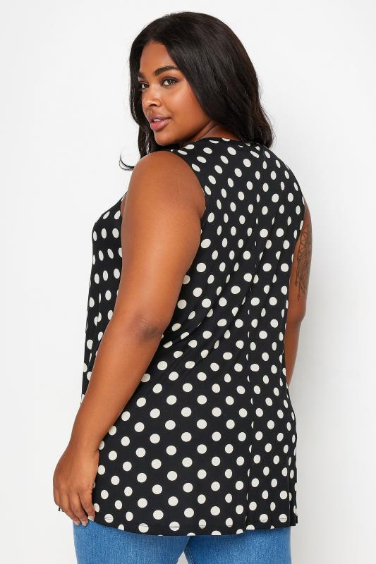 YOURS Plus Size Black Dot Print Swing Vest Top | Yours Clothing 3