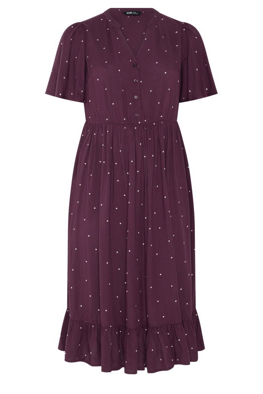 burgundy polka dot midi dress Yours Women's Plus Size Red Half Placket Size 26-28 polka dot dress