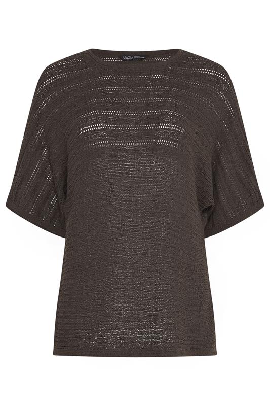 M&Co Chocolate Brown Short Sleeve Tape Knit Jumper | M&C0 5