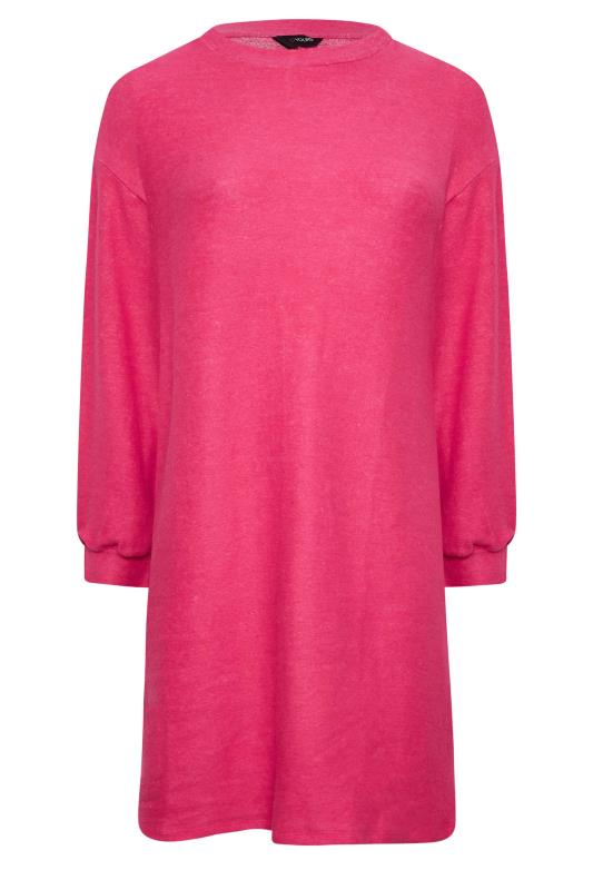 YOURS Plus Size Curve Hot Pink Soft Touch Midi Jumper Dress | Yours Clothing  6