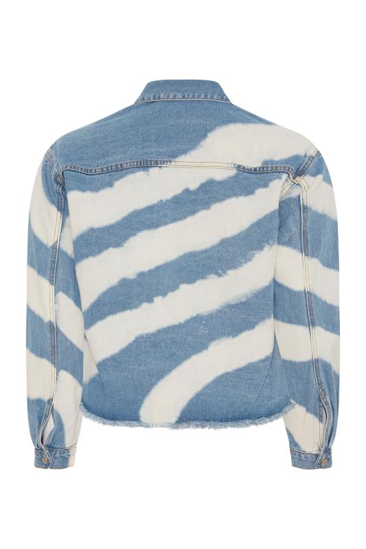 Plus Size Blue Bleach Stripe Denim Jacket | Yours Clothing 7