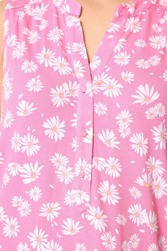 YOURS Plus Size Pink Daisy Sleeveless Swing Blouse | Yours Clothing 4