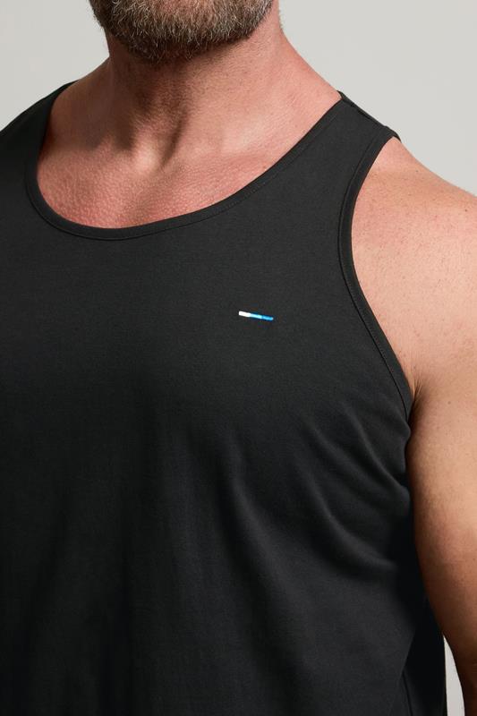 BadRhino Big & Tall Black Extra Long Plain Vest Top | BadRhino 4