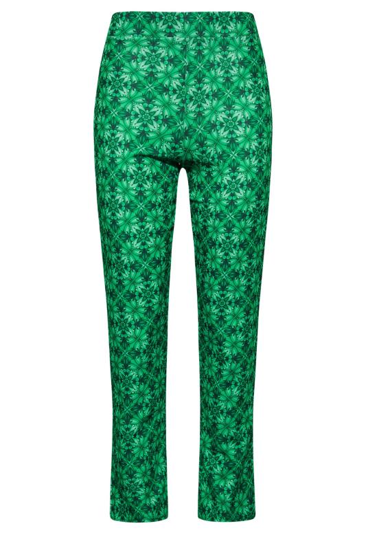 Petite Green Tile Print Split Trousers | PixieGirl 4