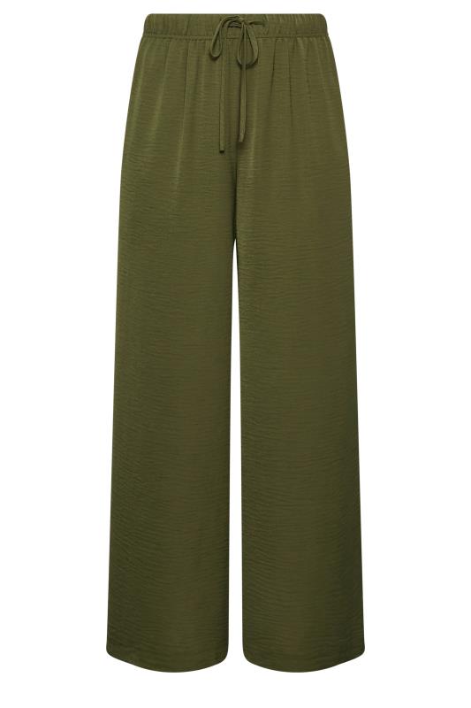 YOURS Plus Size Khaki Green Washed Twill Wide Leg Trousers | Yours Clothing 5