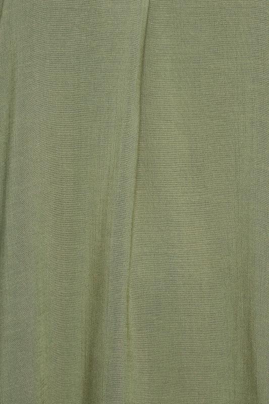 YOURS Curve Plus Size Khaki Green Marl V-Neck Top 5
