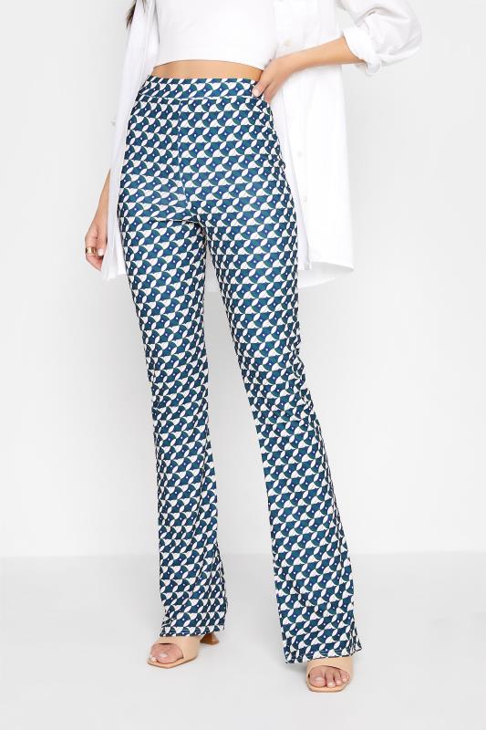 LTS Tall Women's Blue Geometric Print Slim Leg Trousers | Long Tall Sally 1
