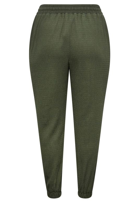YOURS Plus Size Khaki Green Crinkle Cargo Joggers | Yours Clothing 6