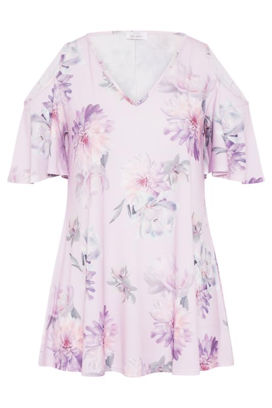 YOURS LONDON Pink Floral Cold Shoulder Top | Yours Clothing  5