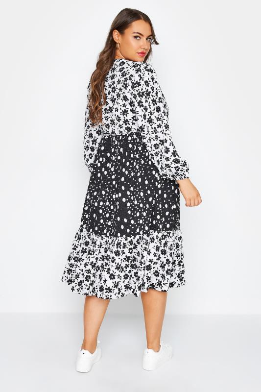 LIMITED COLLECTION Plus Size Black & White Floral Wrap Dress | Yours Clothing 3