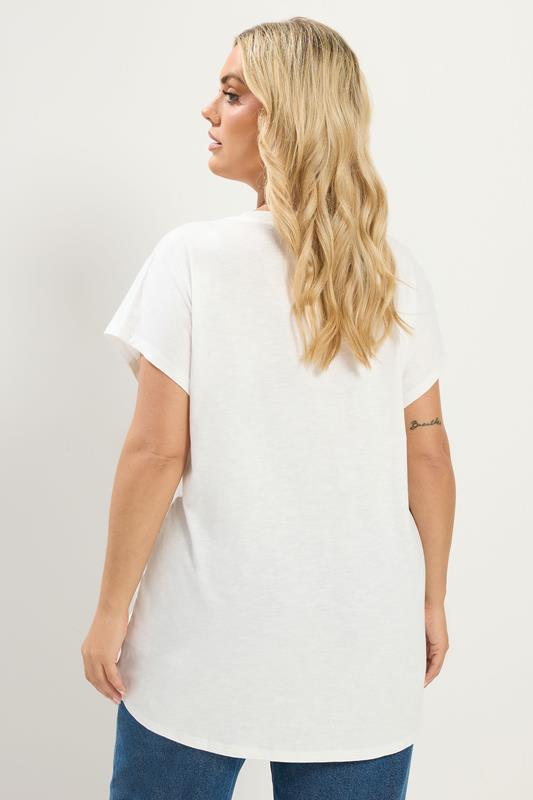 YOURS Plus Size White Stud Grown-On Sleeve T-Shirt | Yours Clothing 2