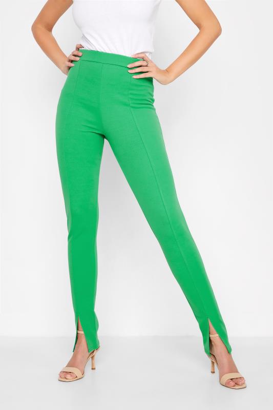 Tall  LTS Tall Bright Green Split Front Stretch Slim Trousers