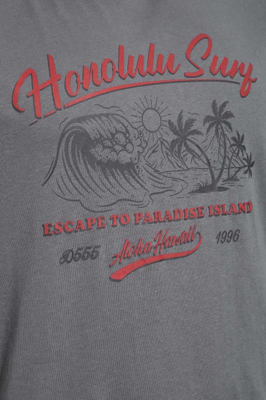 D555 Big & Tall Grey 'Honolulu Surf' Printed T-Shirt 2