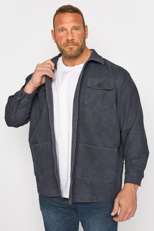 Plus Size  BadRhino Big & Tall Navy Blue Twill Overshirt Jacket