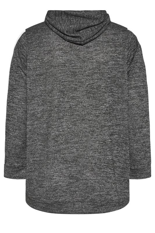 Plus Size Charcoal Grey Stripe Hooded Lounge Top | Yours Clothing 7