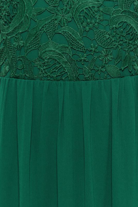 Plus Size YOURS LONDON Curve Forest Green Lace Front Chiffon Maxi Dress | Yours Clothing  5