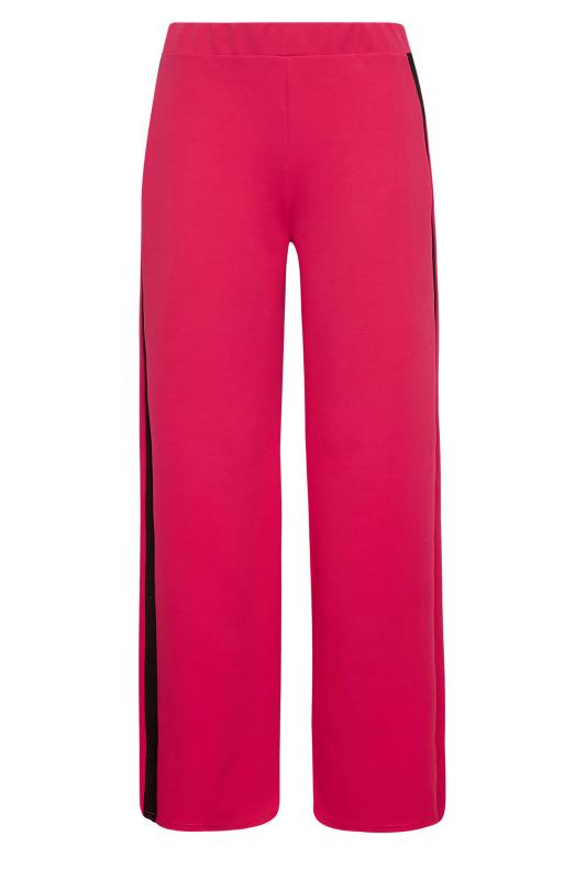 YOURS PETITE Plus Size Pink Side Stripe Wide Leg Trousers | Yours Clothing 6