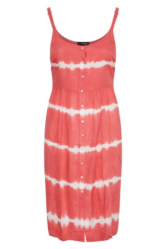 Curve Pink Tie Dye Button Front Strappy Sundress 6