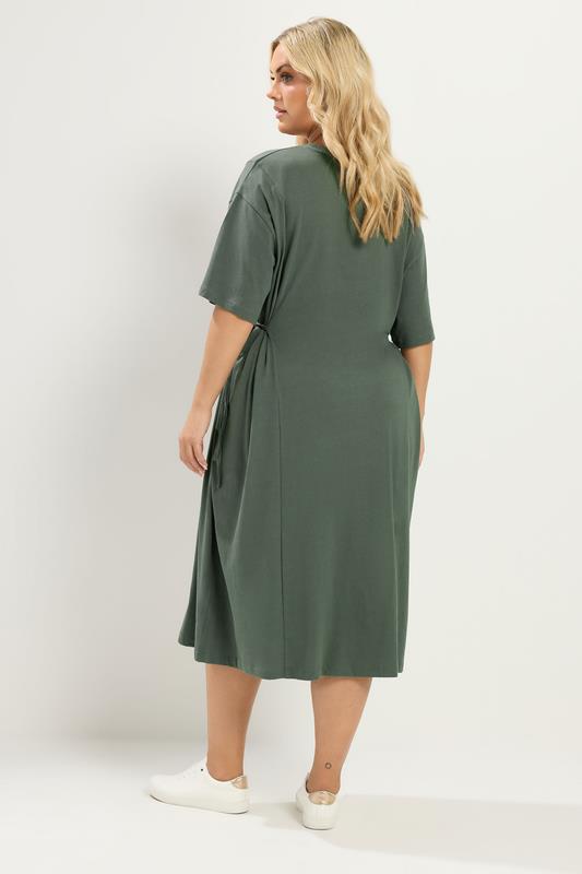 plus size olive green dress Vikki Vi Classic Maxi Tank 1X This plus size textured knit dress features a flattering square neckline and long bell sleeves for a touch of vintage charm Yours Women's Plus Size Khaki