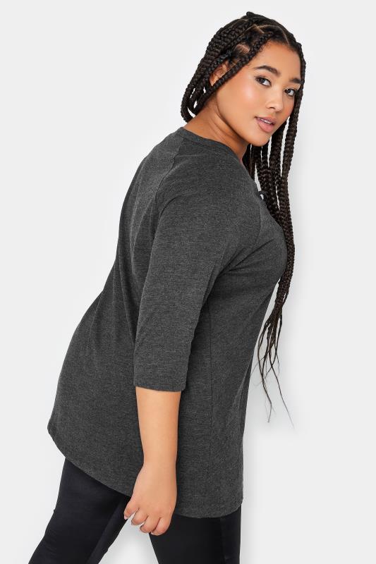 YOURS Plus Size 2 PACK Black & Charcoal Grey Lace Up Eyelet Tops | Yours Clothing 5