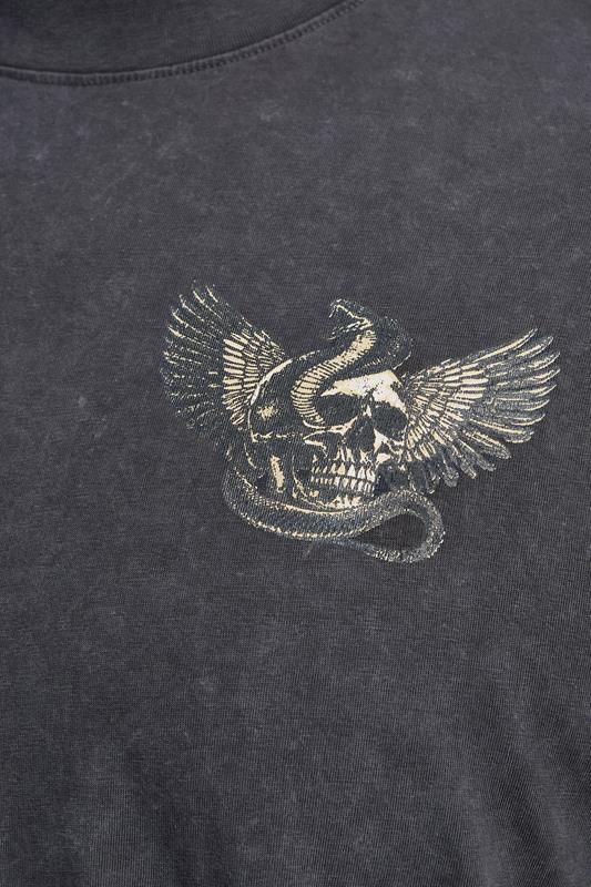BadRhino Big & Tall Grey  Snake & Skull Graphic Acid Wash T-Shirt | BadRhino 5