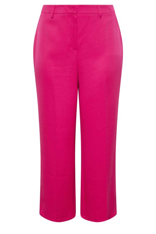 Plus Size Pink Split Hem Flared Trousers | Yours Clothing 4
