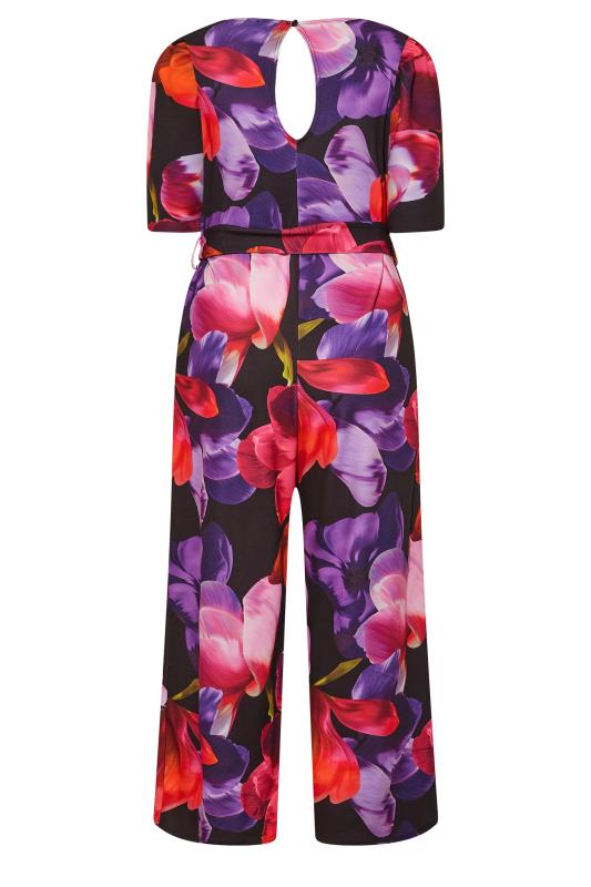 YOURS LONDON Plus Size Black Floral Sweetheart  Jumpsuit | Yours Clothing 8