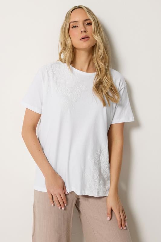  LTS Tall White Paisley Cotton T-Shirt