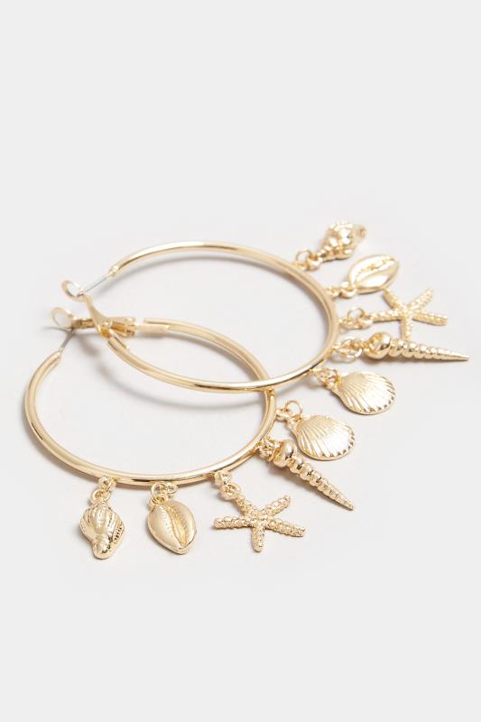 Gold Tone Starfish Charm Hoop Earrings | Yours Clothing 3
