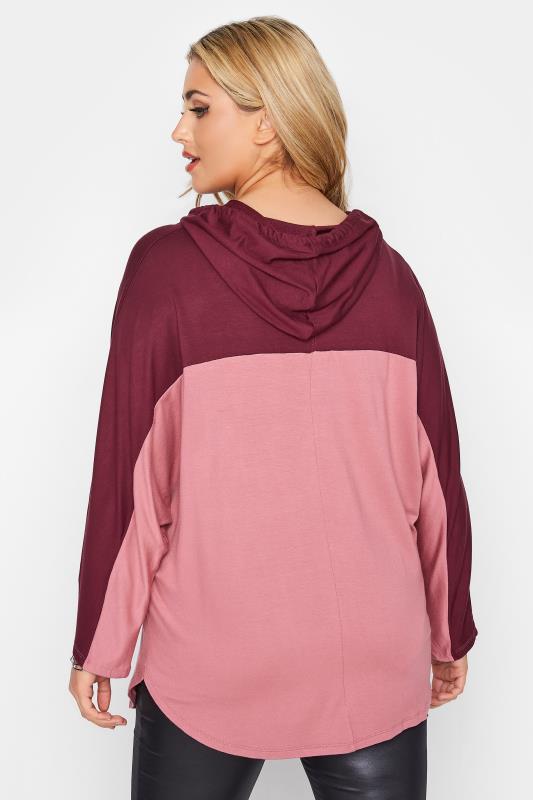 Plus Size Pink Colour Block Hoodie | Yours Clothing 3
