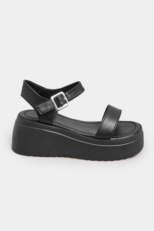 PixieGirl Black Chunky Wedge Sandals In Standard Fit | PixieGirl 3