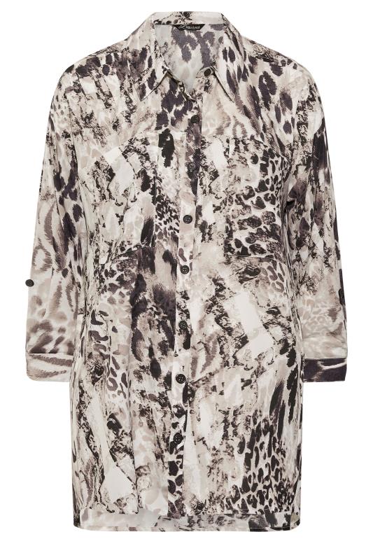 LIMITED COLLECTION Plus Size Natural Brown Mixed Animal Print Utility Pocket Shirt | Yours Clothing 6