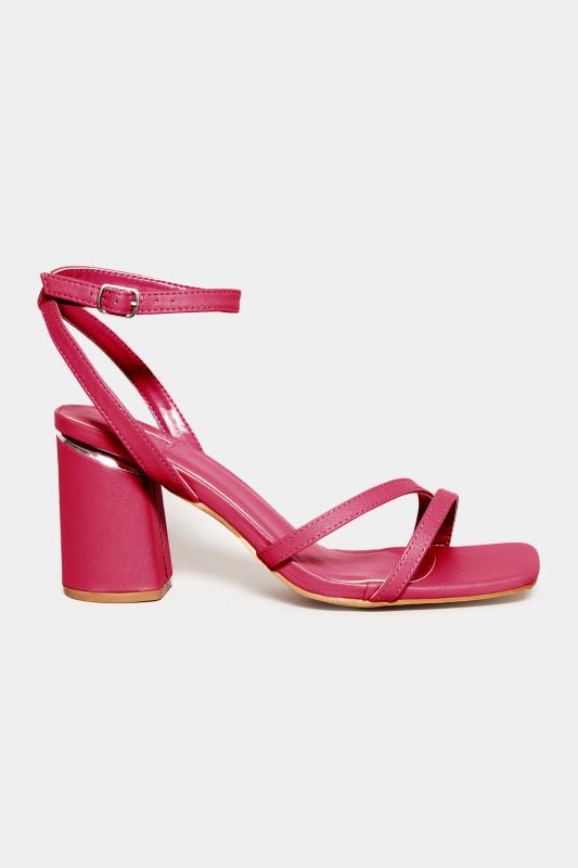 LIMITED COLLECTION Hot Pink Asymmetrical Block Heel Sandal In Wide E Fit & Extra Fit EEE Fit 3