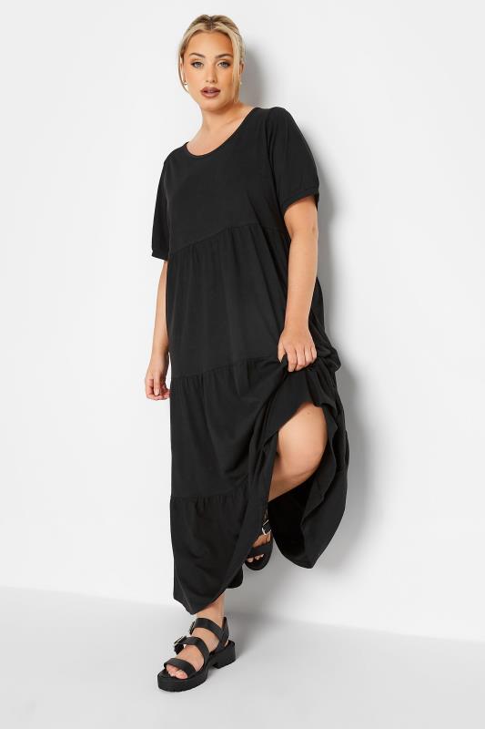 LIMITED COLLECTION Curve Black Tiered Smock Dress 2