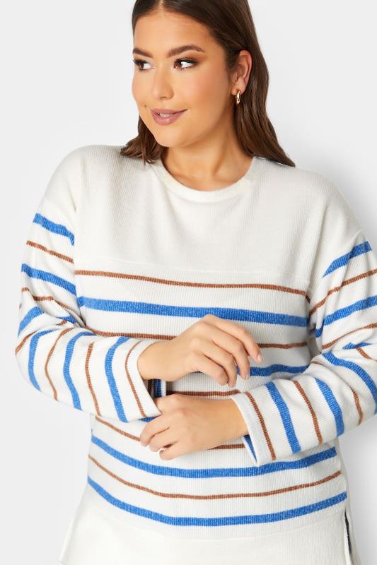 YOURS LUXURY Plus Size Curve White & Blue Stripe Jumper | Yours Clothing  4