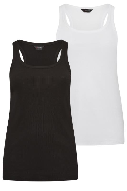 YOURS Plus Size 2 PACK Black & White Racer Vest Tops | Yours Clothing  6